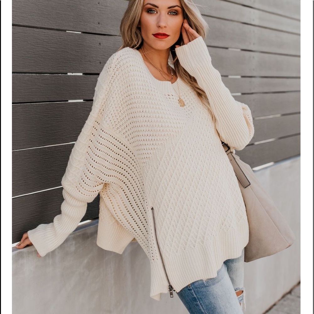 MAXINE | Zipper Sweater in Mountain White | - Picture 7 of 8